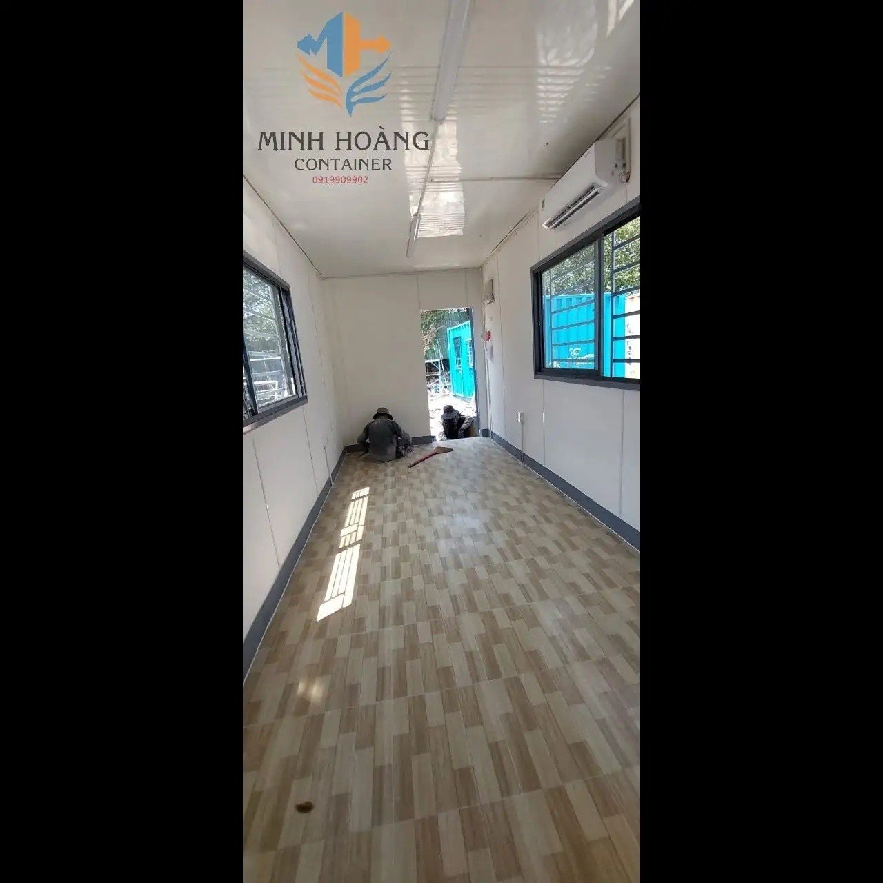 Container Văn Phòng 20 Feet Xám Viền Trắng Hiện Đại